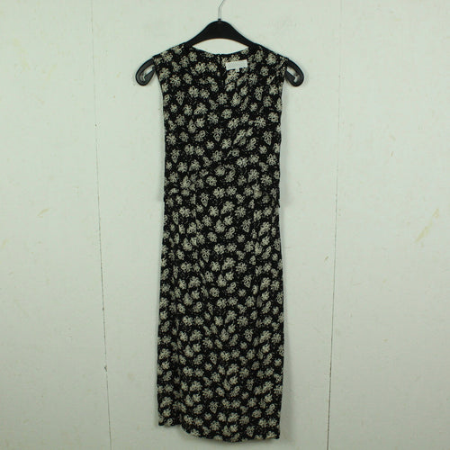 Vintage Kleid Gr. L schwarz weiß geblümt Midikleid Boho