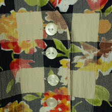 Laden Sie das Bild in den Galerie-Viewer, Vintage Kleid Gr. S creme schwarz mehrfarbig Mustermix Midikleid