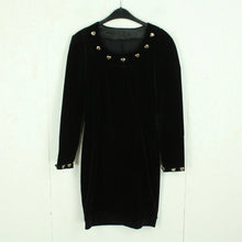 Laden Sie das Bild in den Galerie-Viewer, Vintage Samtkleid Gr. S schwarz Kleid Samt