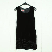 Laden Sie das Bild in den Galerie-Viewer, Vintage Samtkleid Gr. S schwarz Kleid Samt mit Blumenmuster