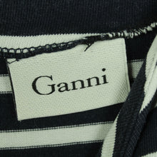 Laden Sie das Bild in den Galerie-Viewer, Second Hand GANNI Kleid Gr. L blau weiß gestreift 3/4-Arm (*)