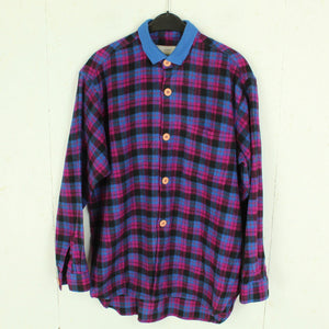 Vintage Flanellhemd Gr. M pink blau schwarz kariert Hemd