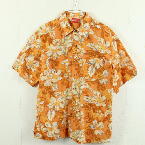 Vintage Hawaii Hemd Gr. S orange mehrfarbig geblümt
