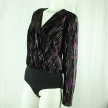 Laden Sie das Bild in den Galerie-Viewer, Second Hand EKSEPT Body Gr. M schwarz mehrfarbig Glitzer Samtbody (*)