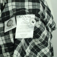 Laden Sie das Bild in den Galerie-Viewer, Second Hand GANNI Hemdbluse Gr. 38 schwarz weiß kariert  (*)