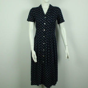 Vintage Midikleid Gr. M blau weiß gemustert Kleid (*)