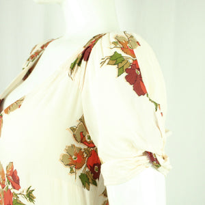 Second Hand TOPSHOP Kleid Gr. 40 beige mehrfarbig geblümt (*)