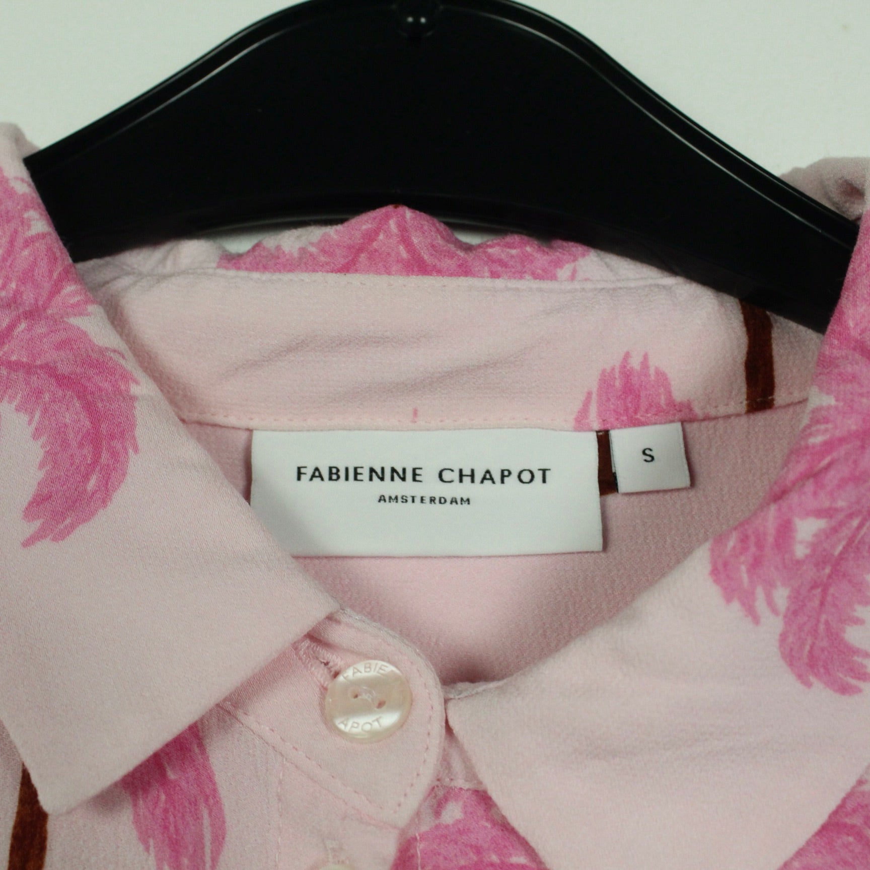 Second Hand FABIENNE CHAPOT Bluse Gr. S rosa Palmen (*)