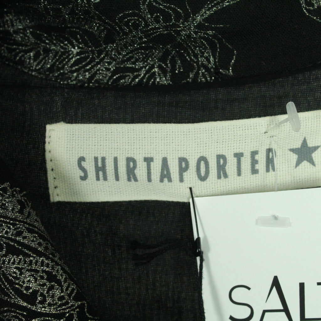 Second Hand Shirtaporter Midikleid Gr. dt. 38 ital. 44 schwarz silber Paisley Muster (*)