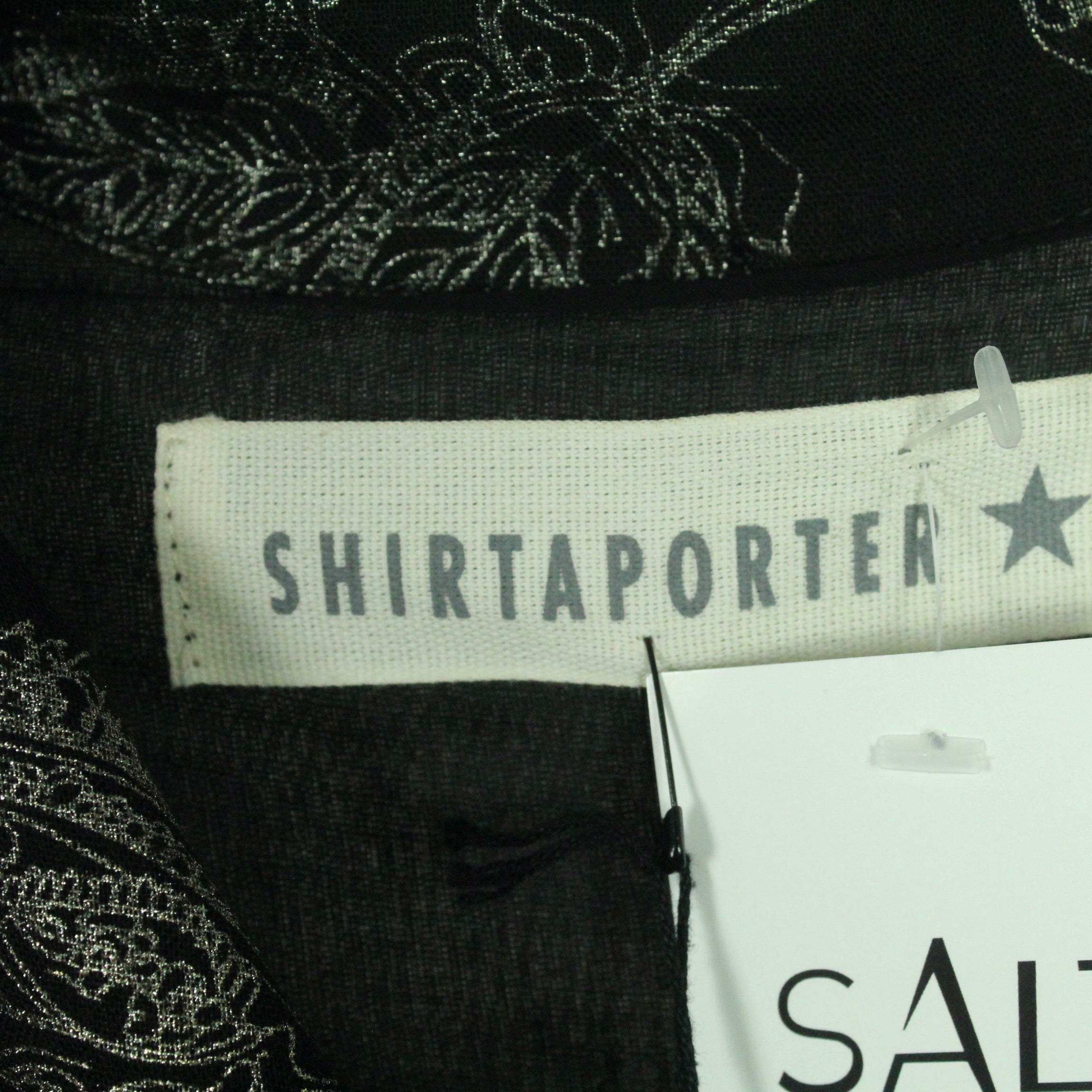Second Hand Shirtaporter Midikleid Gr. dt. 38 ital. 44 schwarz silber Paisley Muster (*)