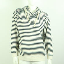 Laden Sie das Bild in den Galerie-Viewer, Second Hand MADS NORGAARD Hoodie Gr. L weiß blau gestreift Sweatshirt (*)
