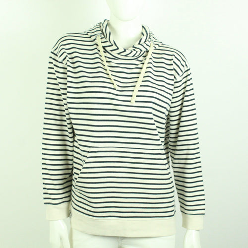 Second Hand MADS NORGAARD Hoodie Gr. L weiß blau gestreift Sweatshirt (*)