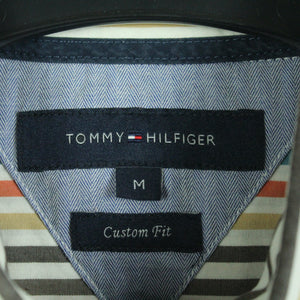 Second Hand TOMMY HILFIGER Hemd Gr. M weiß bunt gestreift langarm (*)