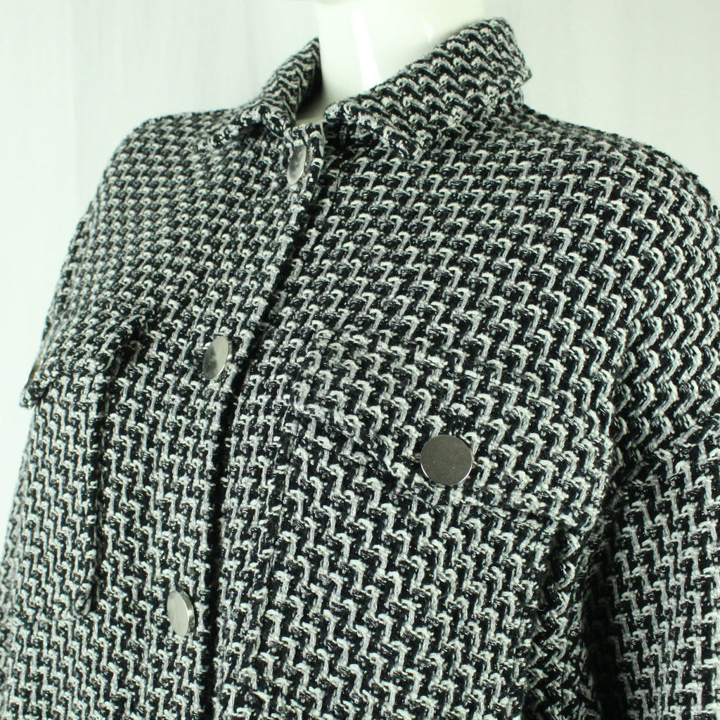 Second Hand ZARA Hemdjacke Gr. M grau weiß schwarz gemustert (*)