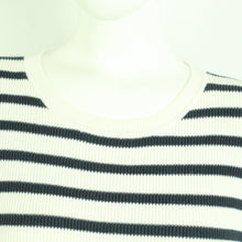 Laden Sie das Bild in den Galerie-Viewer, Second Hand PART TWO Pullover Gr. L weiß blau gestreift Strick (*)