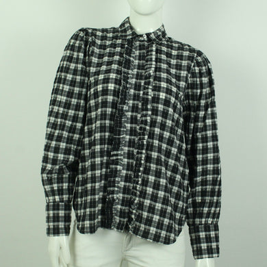Second Hand GANNI Hemdbluse Gr. 38 schwarz weiß kariert  (*)