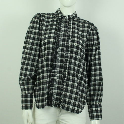 Second Hand GANNI Hemdbluse Gr. 38 schwarz weiß kariert  (*)