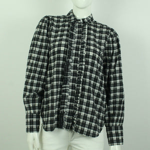 Second Hand GANNI Hemdbluse Gr. 38 schwarz weiß kariert  (*)