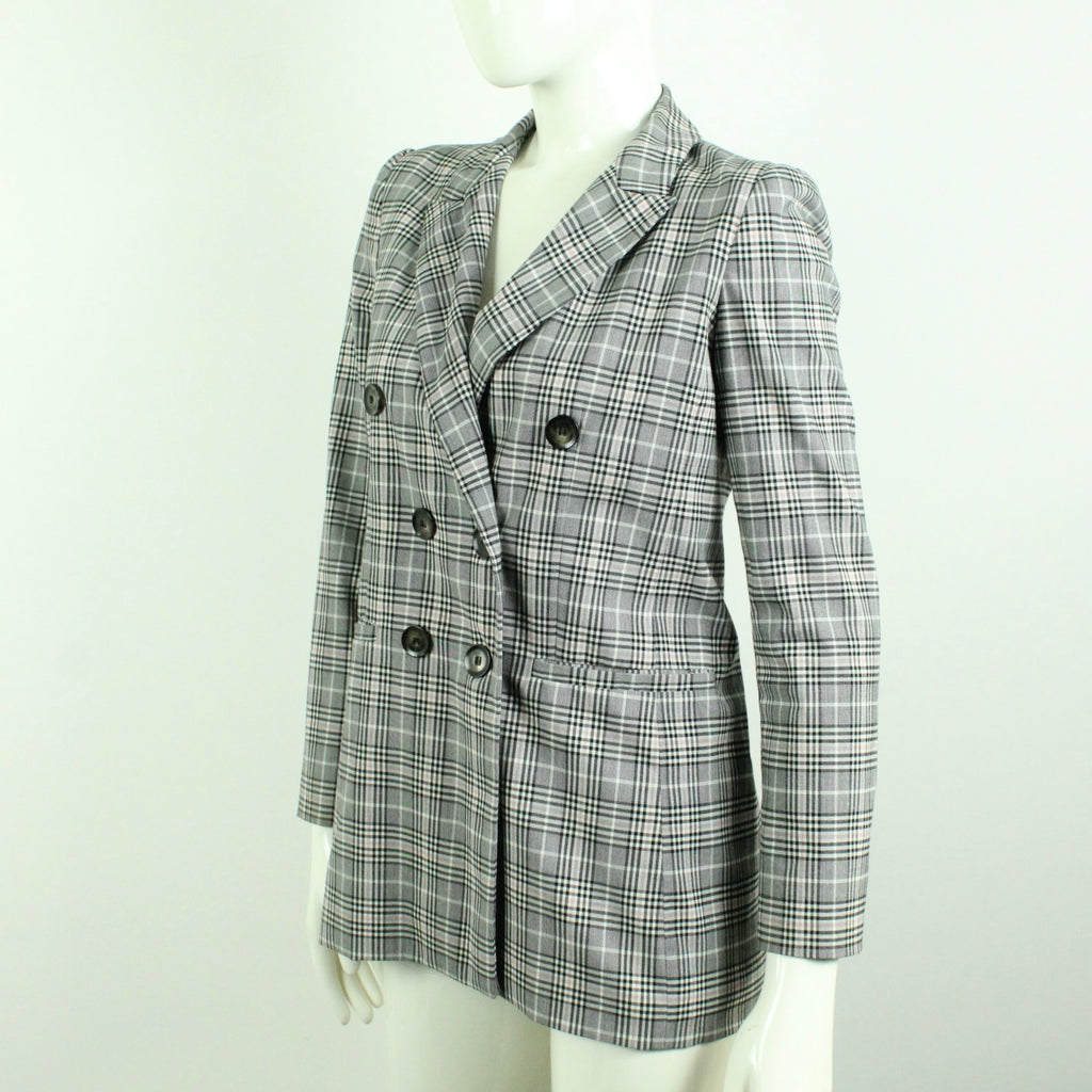 Second Hand I BLUES Blazer Gr. S grau rosa kariert Longblazer (*)