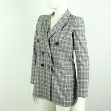 Laden Sie das Bild in den Galerie-Viewer, Second Hand I BLUES Blazer Gr. S grau rosa kariert Longblazer (*)