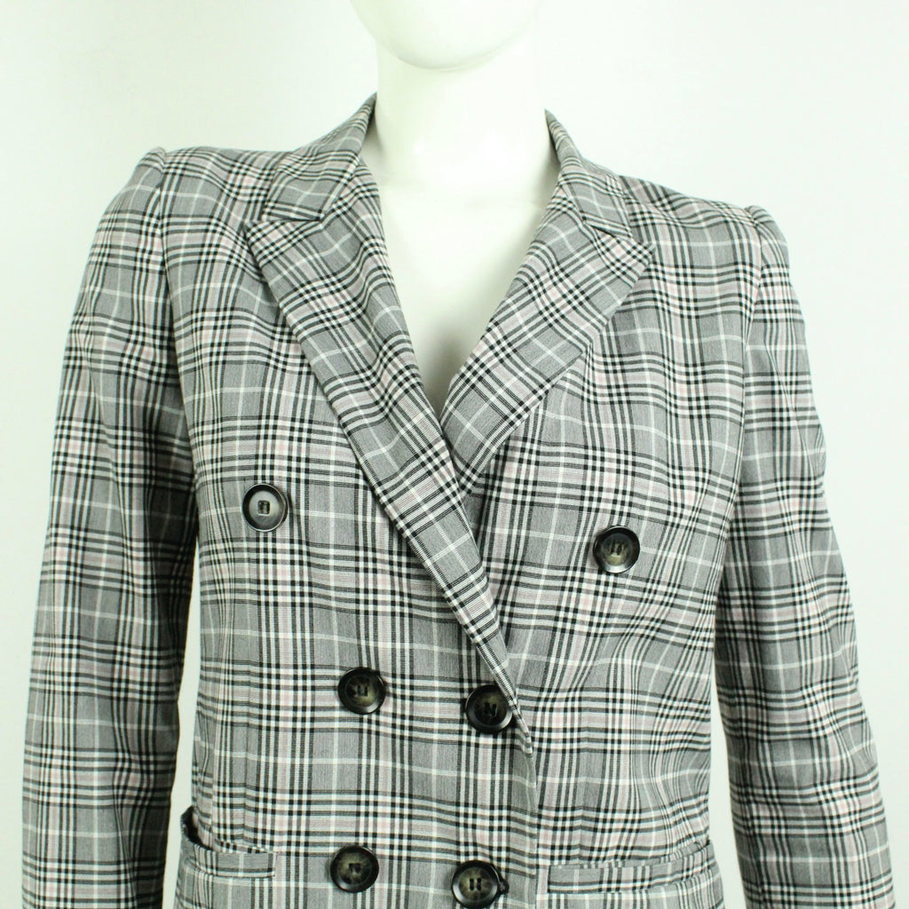 Second Hand I BLUES Blazer Gr. S grau rosa kariert Longblazer (*)