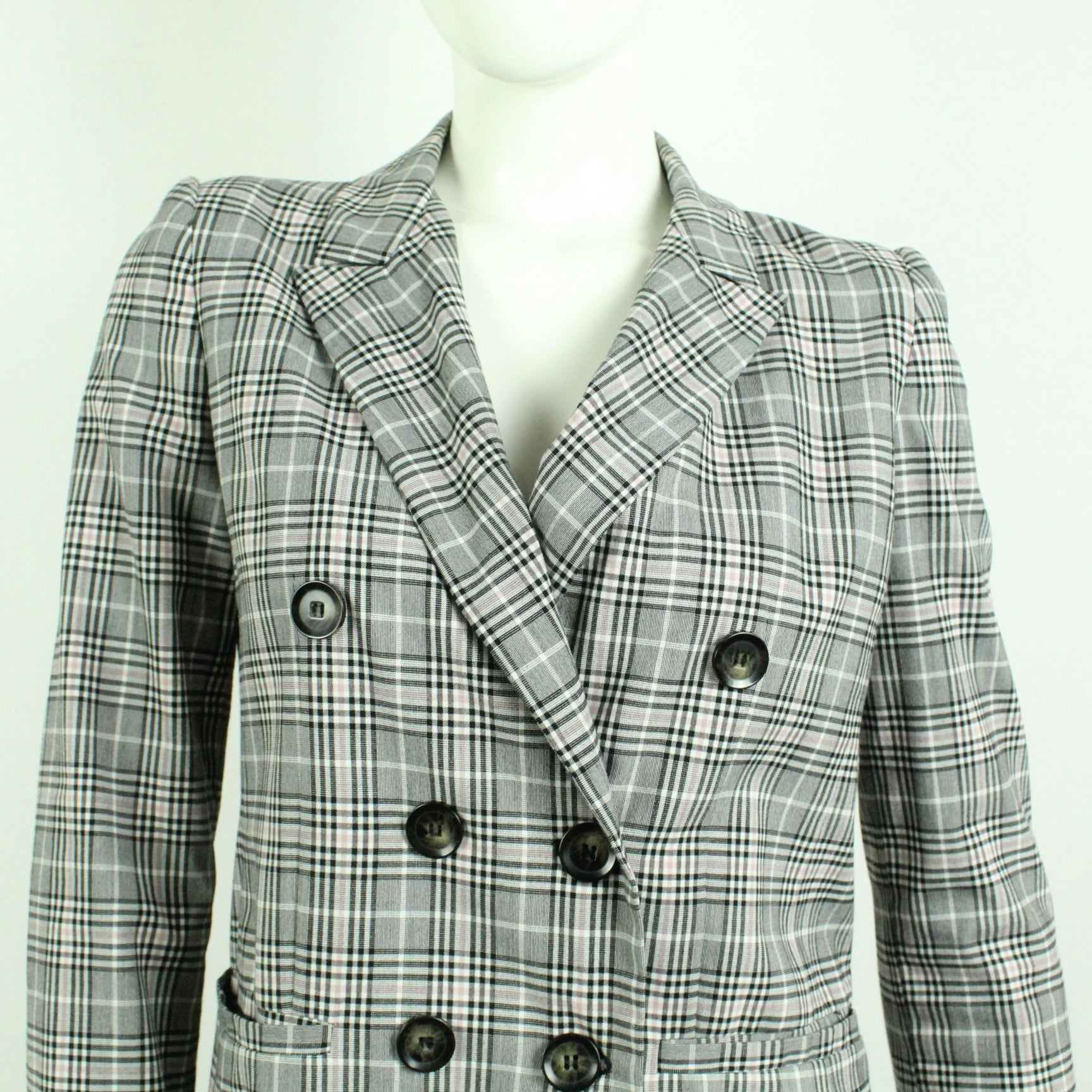 Second Hand I BLUES Blazer Gr. S grau rosa kariert Longblazer (*)