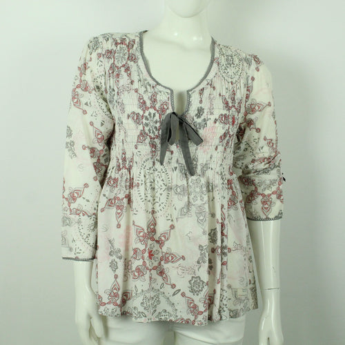 Second Hand ODD MOLLY Tunika Gr. 3 weiß mehrfarbig gemustert Bluse (*)
