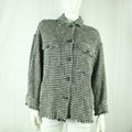 Second Hand ZARA Hemdjacke Gr. S weiß schwarz Hahnentritt (*)