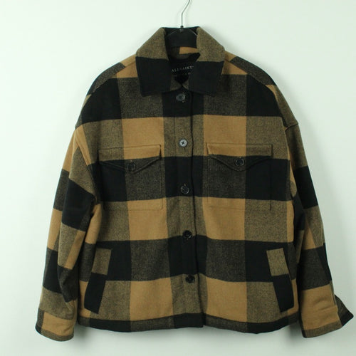 Second Hand ALL SAINTS Jacke mit Wolle Gr. 38 braun schwarz kariert (*)