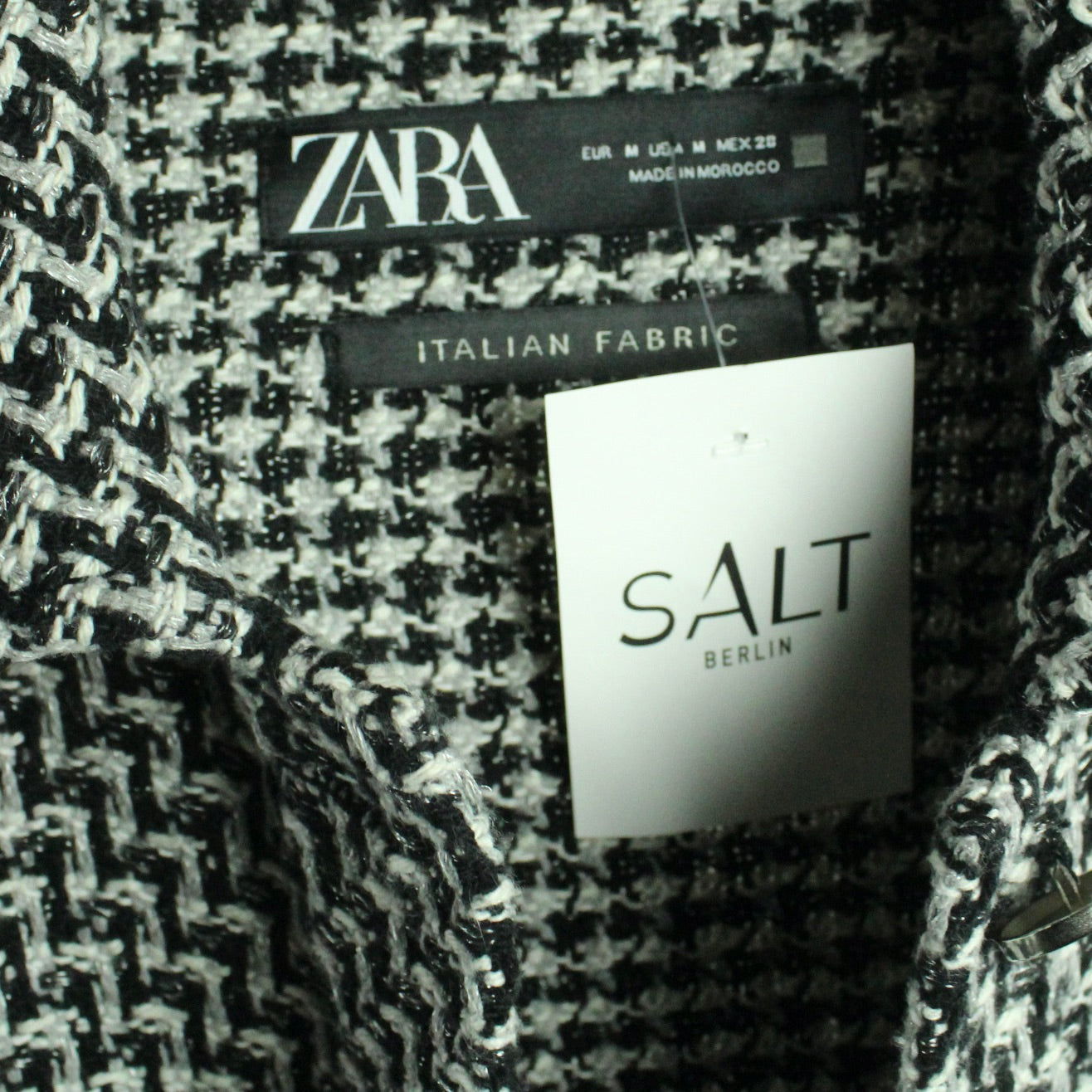 Second Hand ZARA Hemdjacke Gr. M grau weiß schwarz gemustert (*)