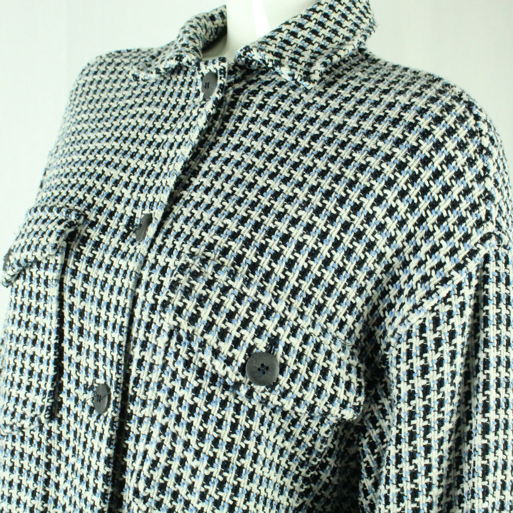 Second Hand ZARA Hemdjacke Gr. S weiß schwarz blau gemustert (*)