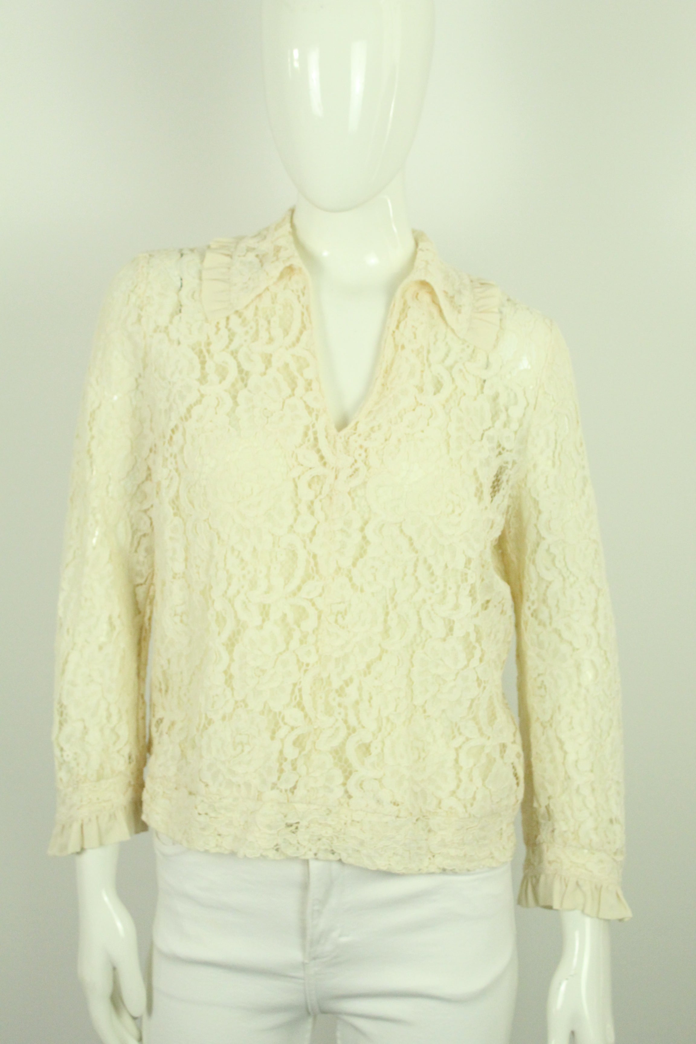 Second Hand BAUM UND PFERDGARTEN Spitzenbluse Gr. 40 vanille (*)