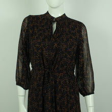 Laden Sie das Bild in den Galerie-Viewer, Second Hand GESTUZ Kleid Gr. 36 schwarz bunt gemustert Midikleid (*)