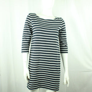Second Hand GANNI Kleid Gr. L blau weiß gestreift 3/4-Arm (*)