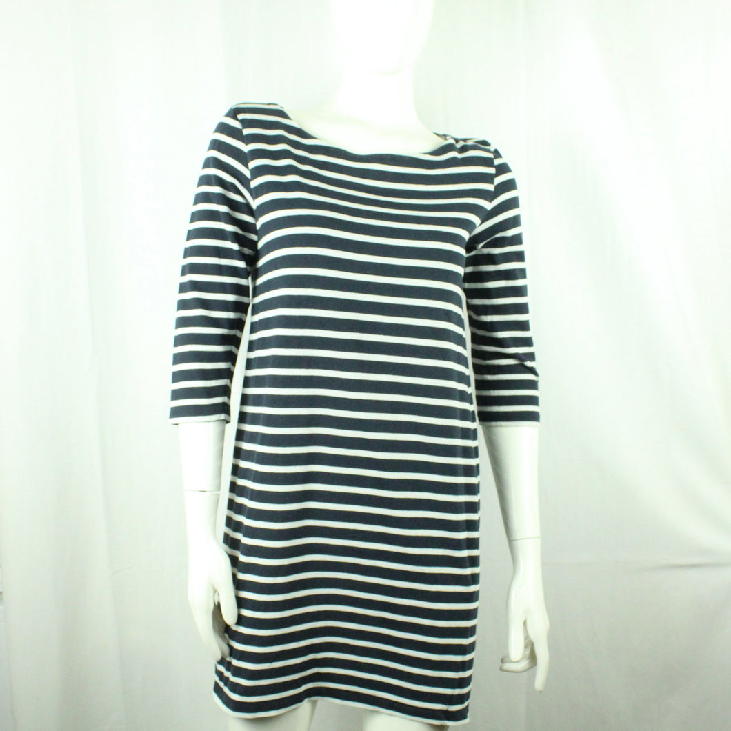 Second Hand GANNI Kleid Gr. L blau weiß gestreift 3/4-Arm (*)