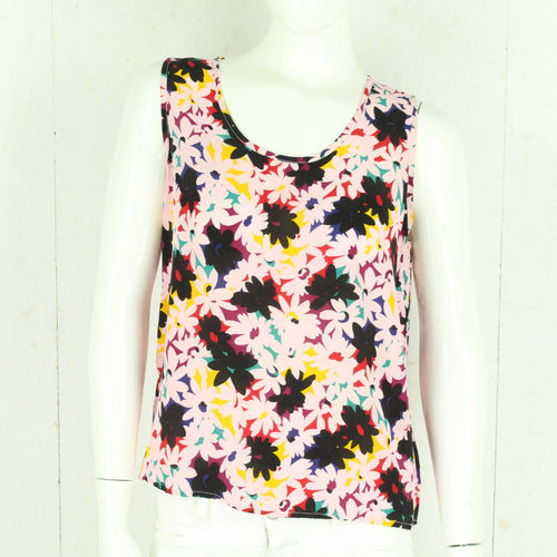 Vintage Bluse Gr. M rosa bunt geblümt Top