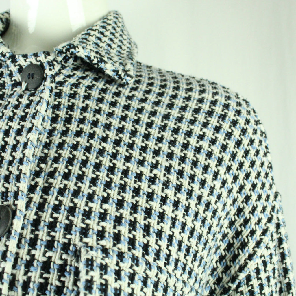 Second Hand ZARA Hemdjacke Gr. S weiß schwarz blau gemustert (*)