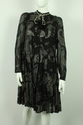 Second Hand Shirtaporter Midikleid Gr. dt. 38 ital. 44 schwarz silber Paisley Muster (*)