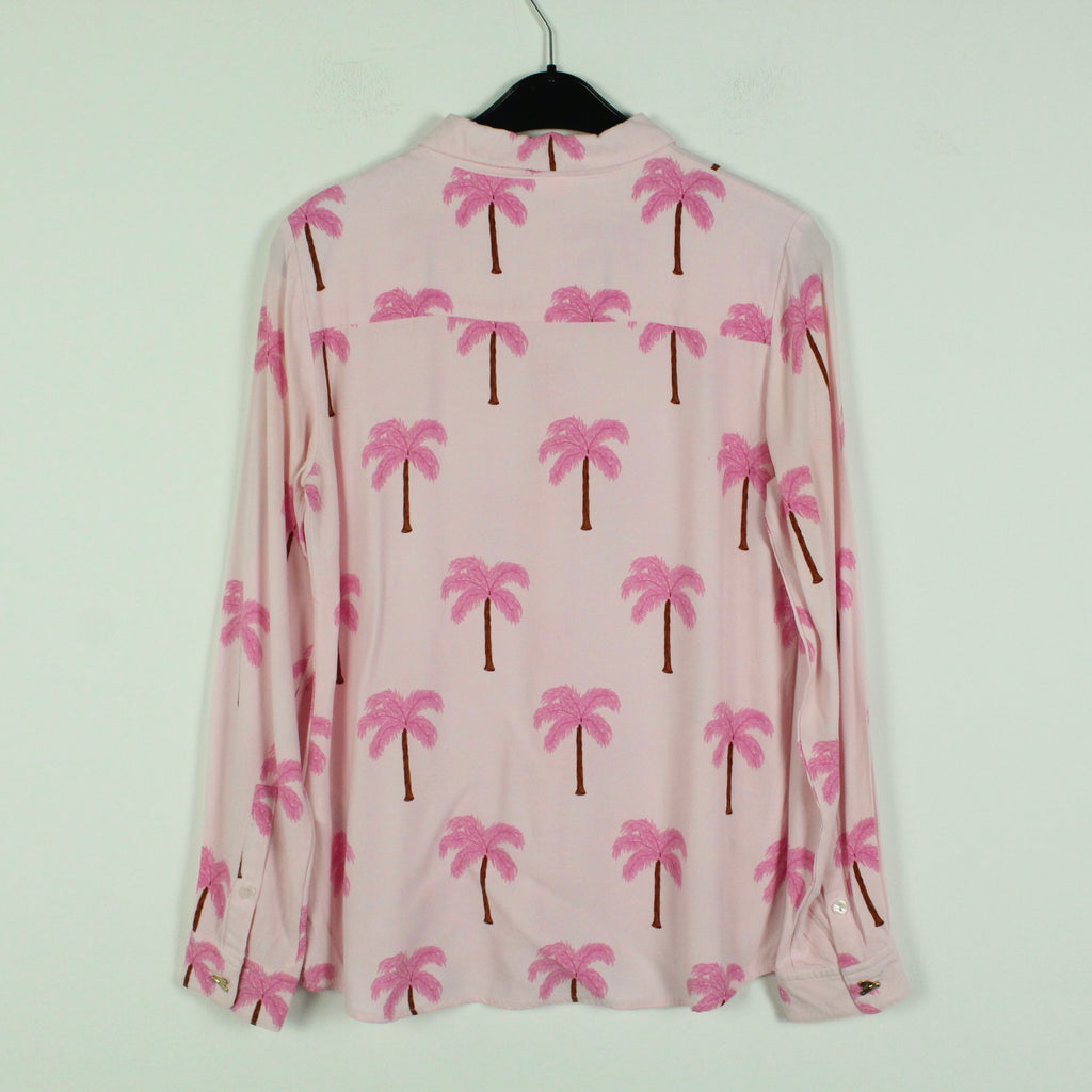 Rückenansicht Second Hand FABIENNE CHAPOT Bluse Gr. S rosa Palmen (*)