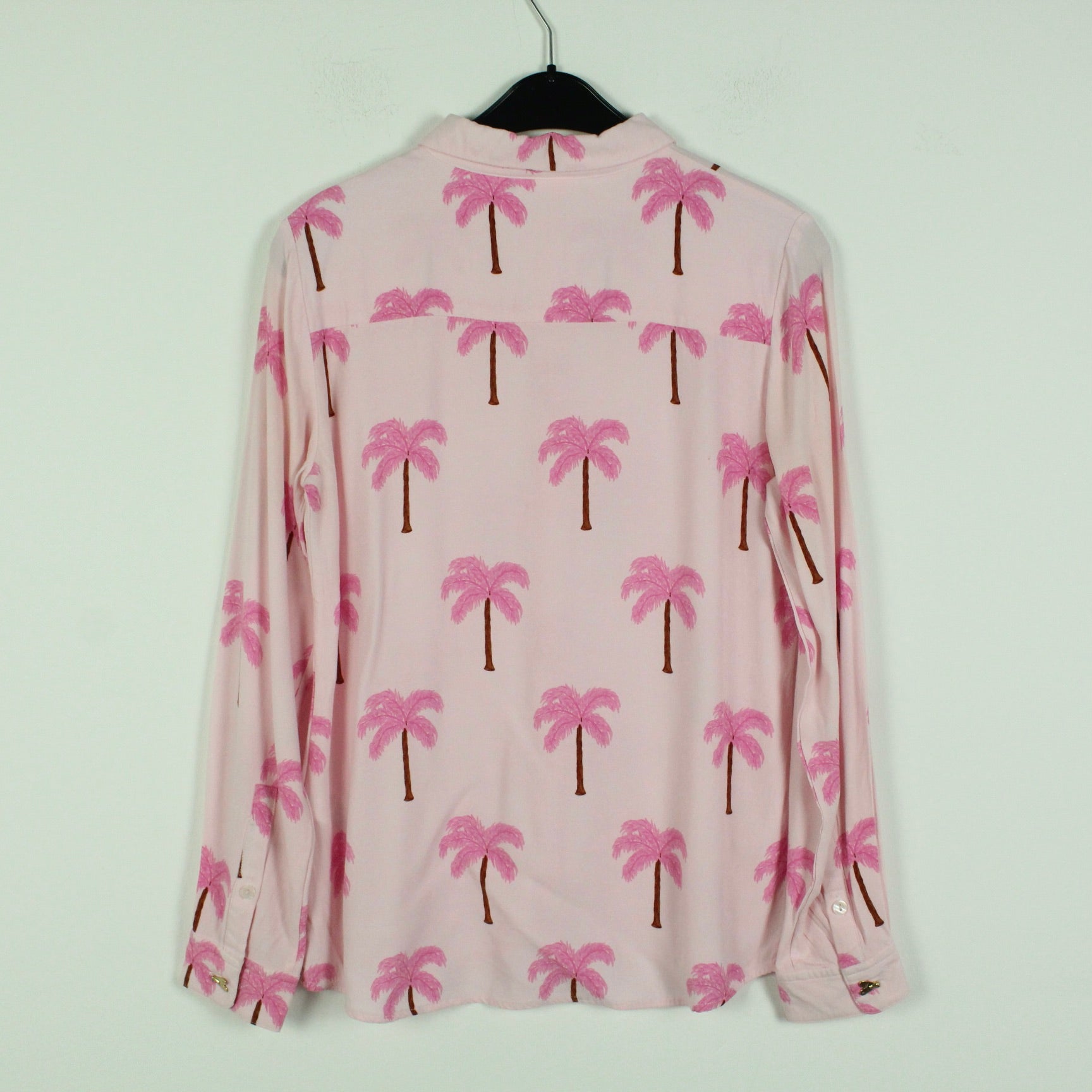 Rückenansicht Second Hand FABIENNE CHAPOT Bluse Gr. S rosa Palmen (*)