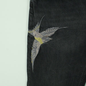 Second Hand ALL SAINTS Jeans Gr. W28 grau mit Stickerei (*)
