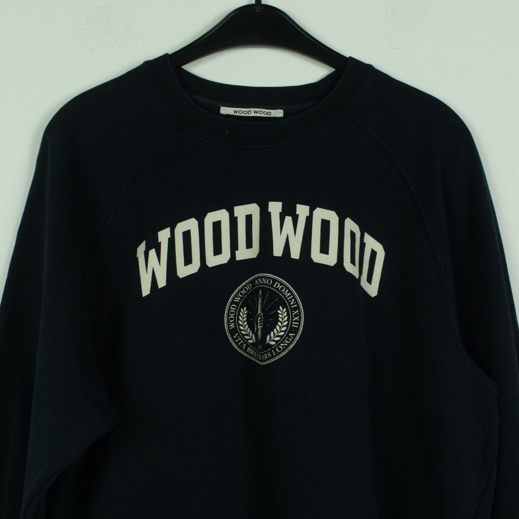 Second Hand WOOD WOOD Sweatshirt Gr. M blau mit Print (*)