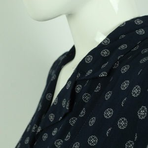 Vintage Midikleid Gr. M blau weiß gemustert Kleid (*)