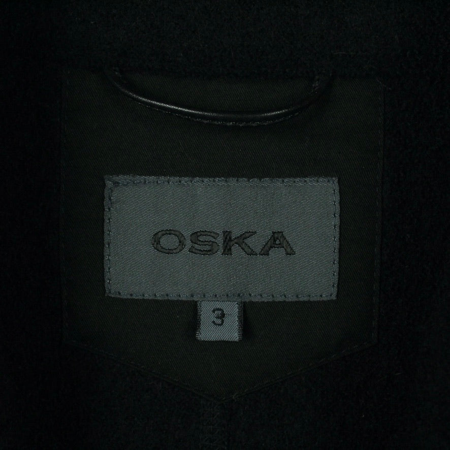 Second Hand OSKA Wollmantel Gr. 3 (44) schwarz uni Wolle Wintermantel (*)