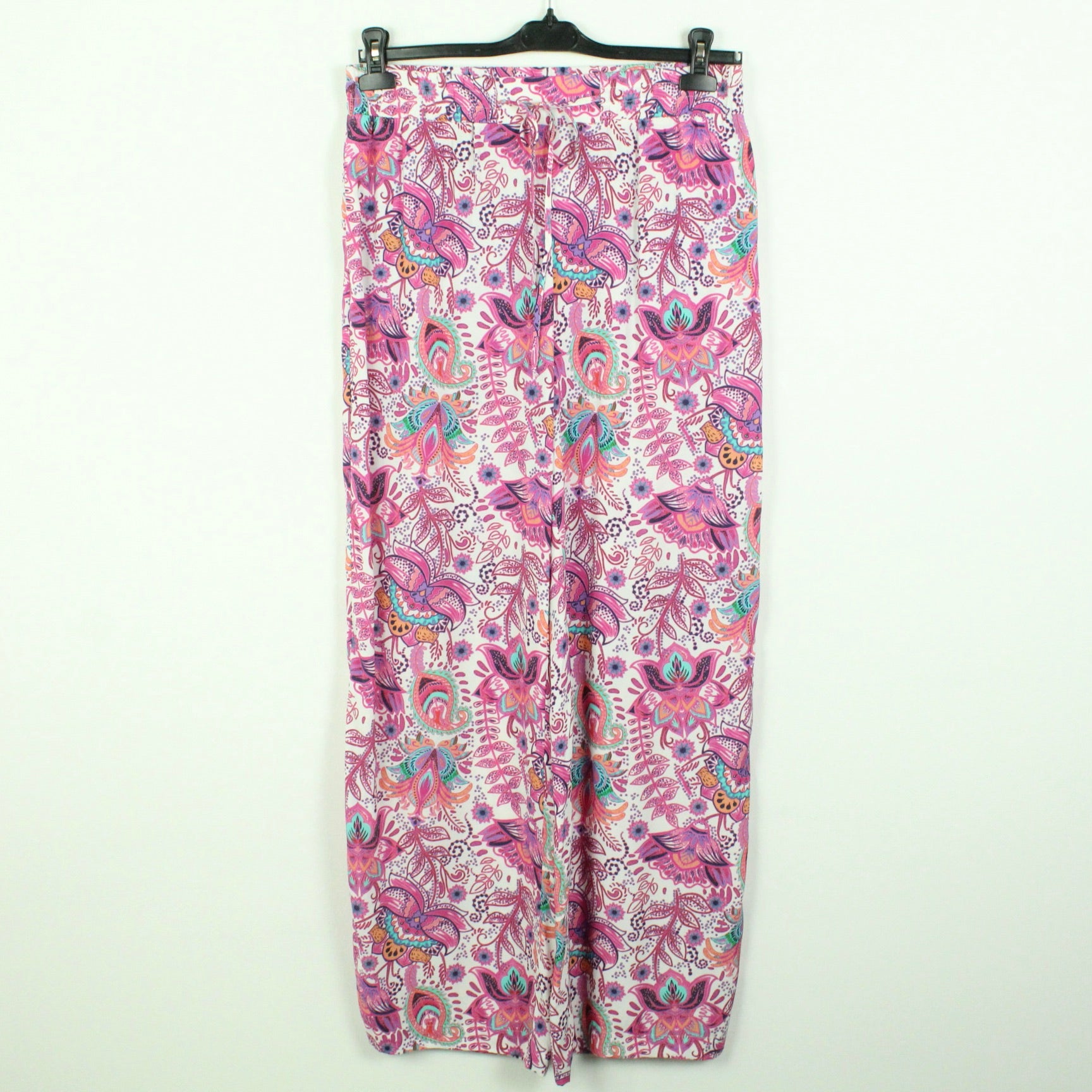 Second Hand DARLING HARBOUR Palazzohose Gr. 40 weiß pink gemustert (*)