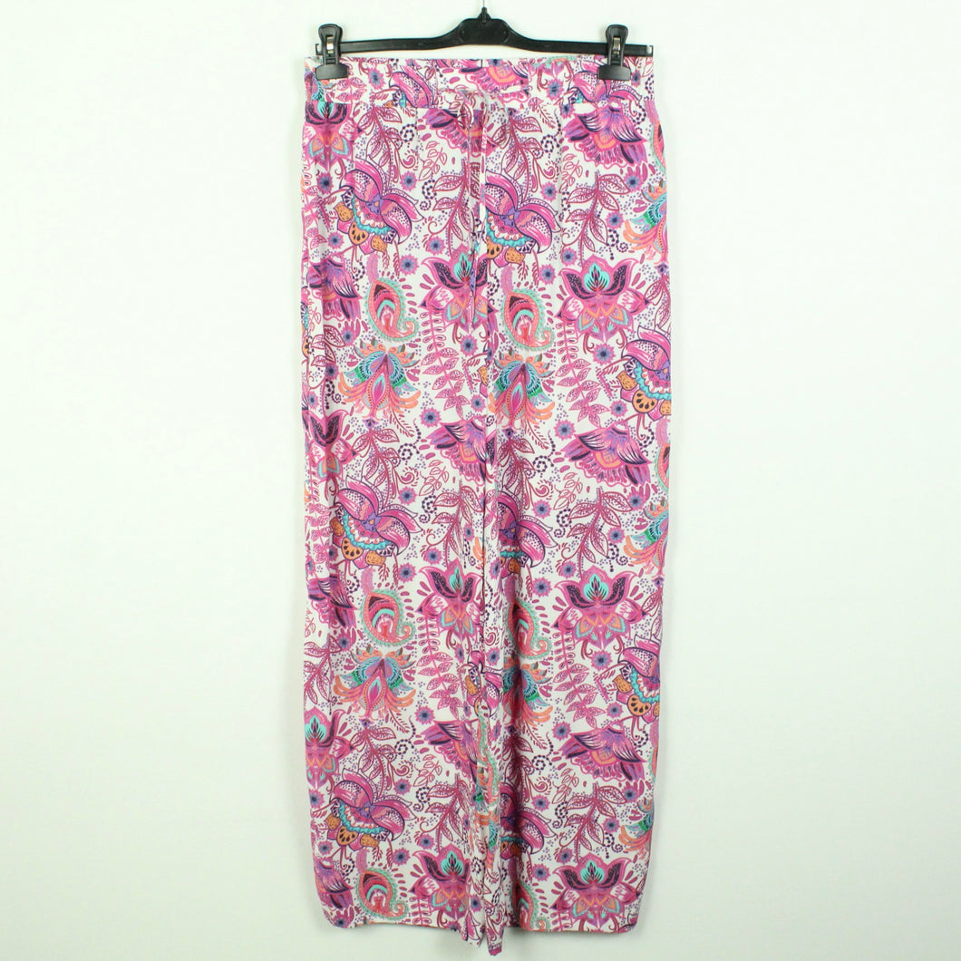 Second Hand DARLING HARBOUR Palazzohose Gr. 40 weiß pink gemustert (*)