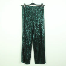 Laden Sie das Bild in den Galerie-Viewer, Second Hand DRY LAKE Palazzohose Gr. S petrolgrün Pailetten (*)
