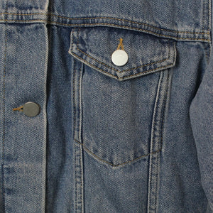 Second Hand NA-KD Jeansjacke Gr. 38 blau mit Backprint Jacke (*)