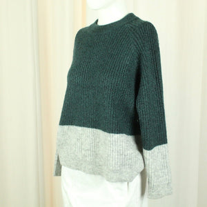 Second Hand ENVII Pullover mit Wolle Gr. XS grün grau meliert Glitzer Strick (*)
