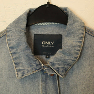 Second Hand ONLY Jeansjacke Gr. 38 blau mit Stickerei (*)